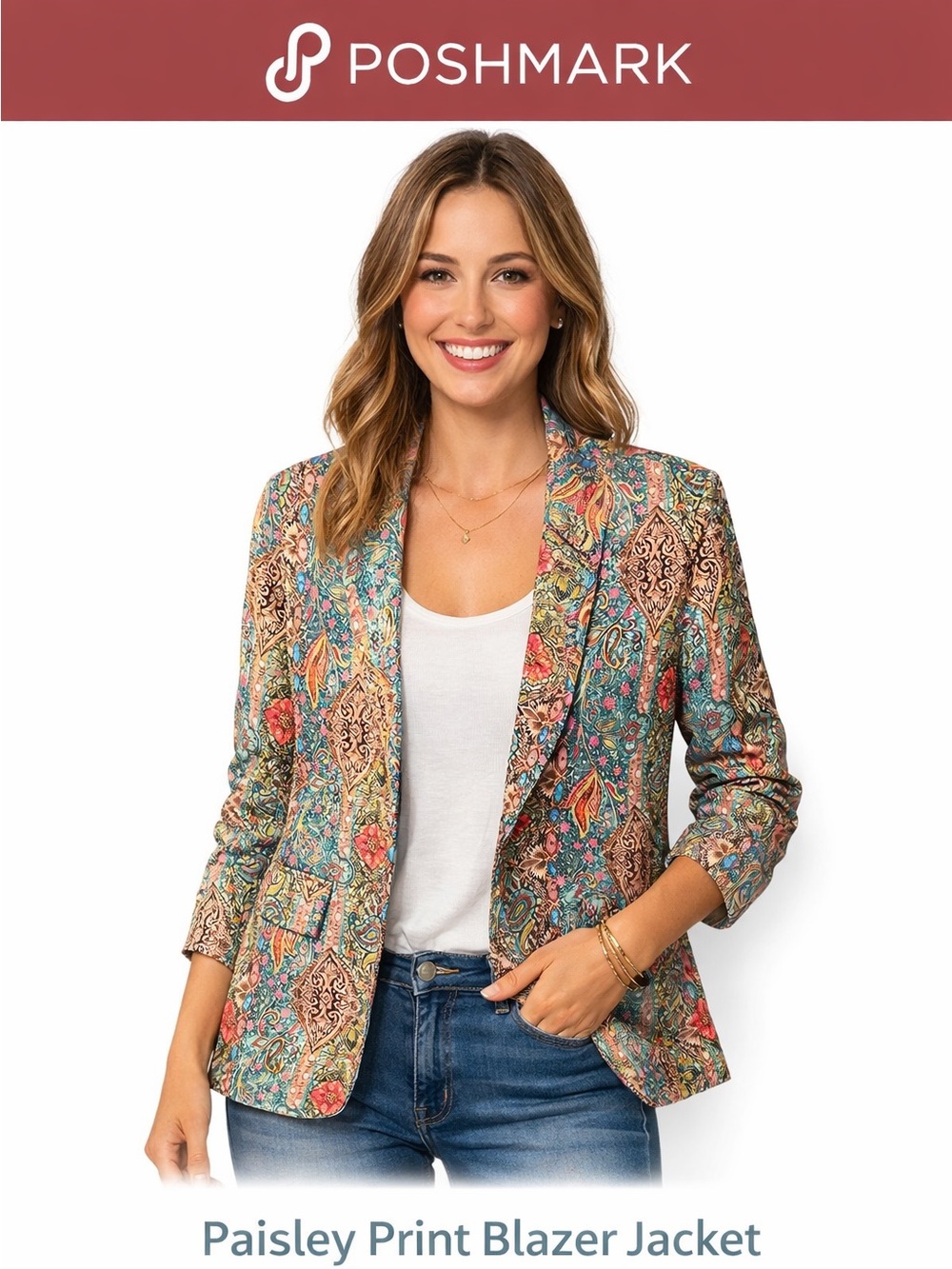 Vente6 Italian Paisley Boho jacket Medium colorful Statement piece